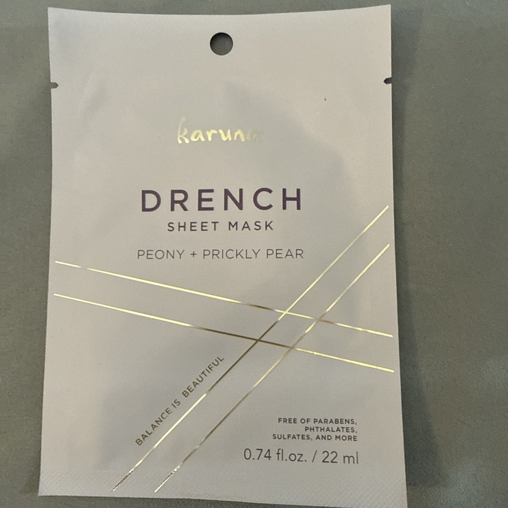 Karuna Drench Sheet Face Mask Peony + Prickly Pear For Dark Spots 0.74 oz